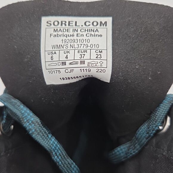 Sorel Women's Size 6 Lexi Hidden Wedge Boots Blue Plaid Waterproof Lace Up EUC - Picture 10 of 10